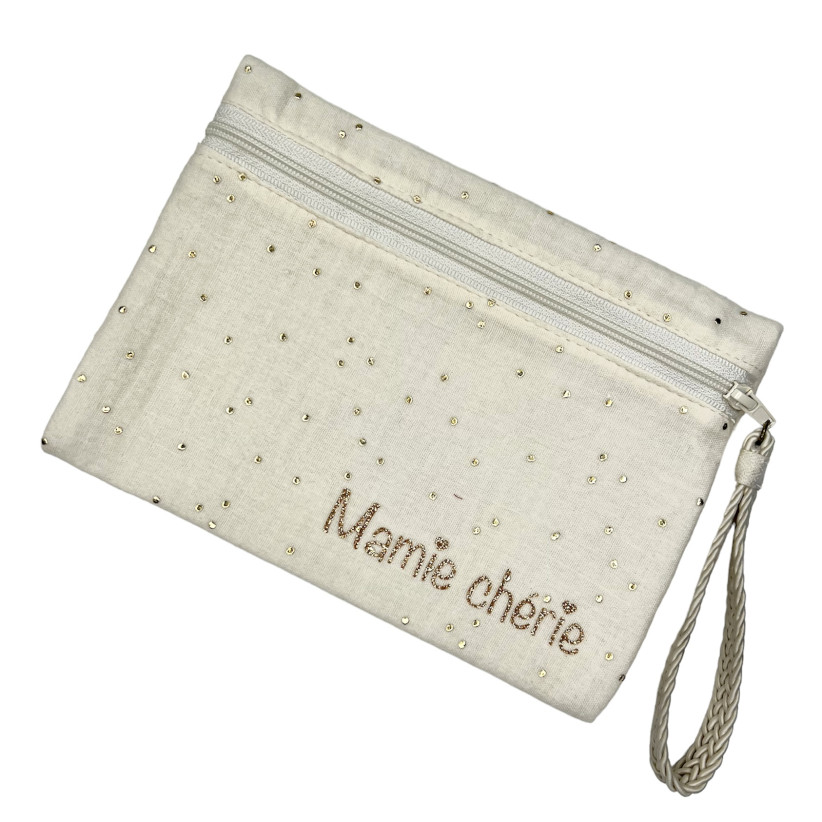 Pochette M, "Mamie chérie" doux rêve écru