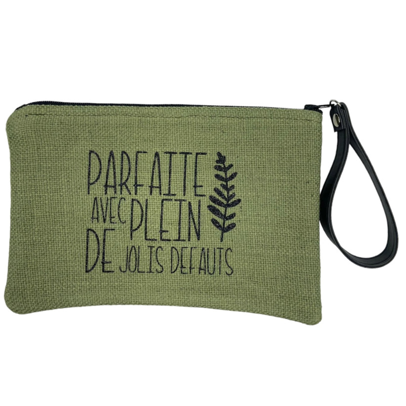 Pochette M, "Parfaite avec plein de jolis défauts" anjou kaki