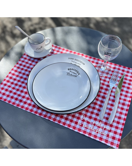 Set de table, "On ne parle pas la bouche pleine" Bistrot rouge