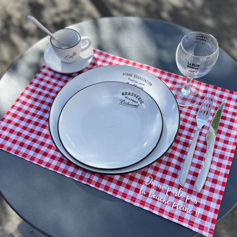 Set de table, "On ne parle pas la bouche pleine" Bistrot rouge