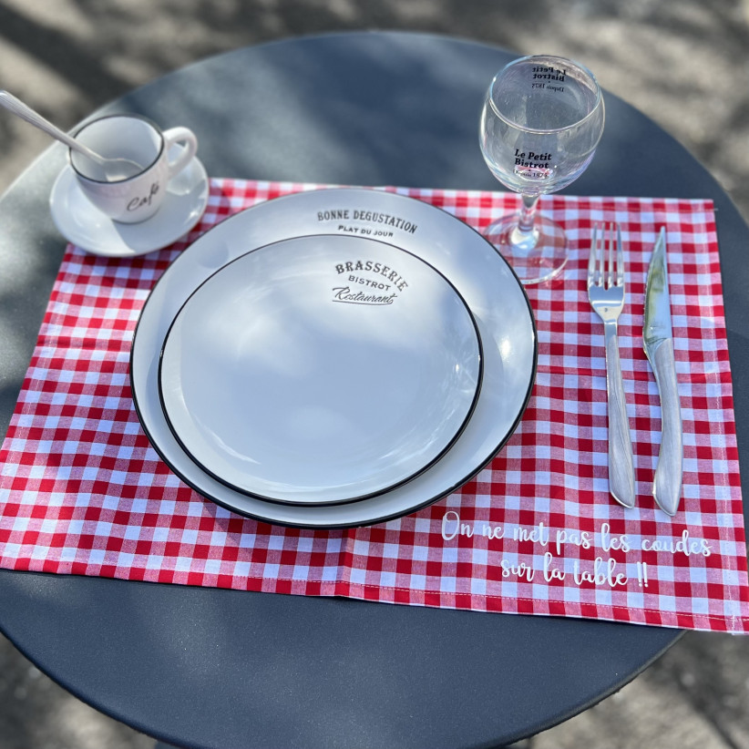 Set de table, "On ne met pas les coudes sur la table" Bistrot rouge