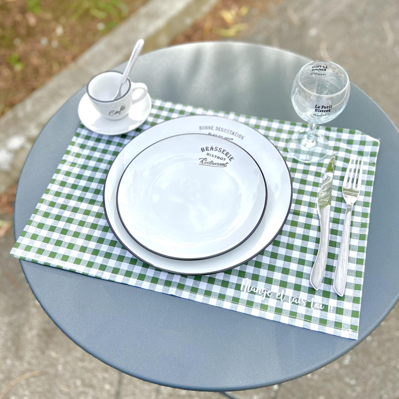 Set de table, "Mange et tais-toi" Bistrot vert