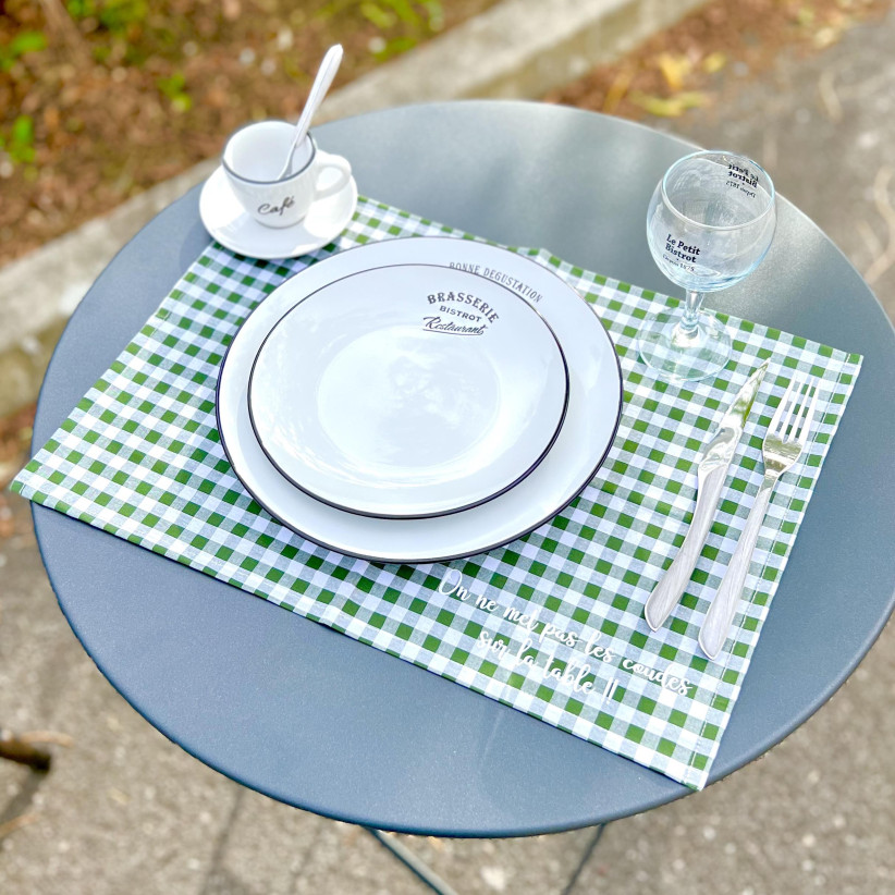 Set de table, "On ne met pas les coudes sur la table" Bistrot vert