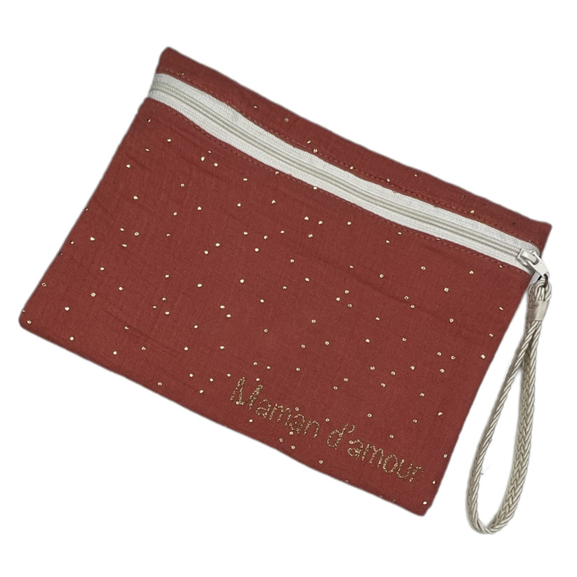 Pochette L, "Maman d'amour" doux rêve marsala