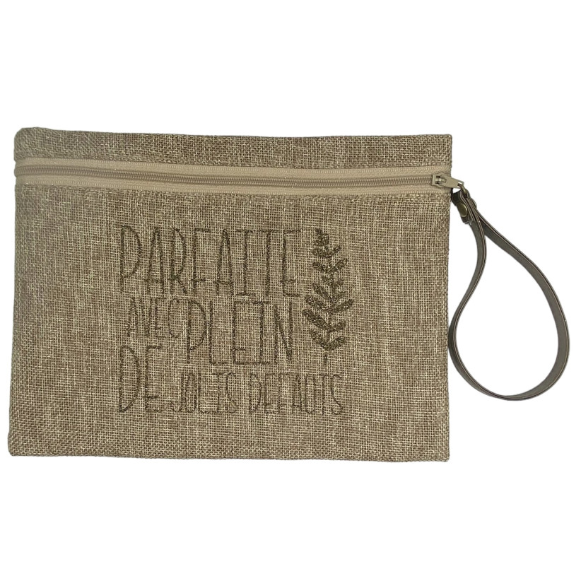 Pochette L, "Parfaite avec plein de jolis défauts" jute scintillant