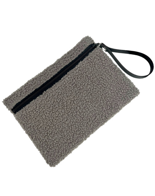 Pochette M, "Bouclette" taupe