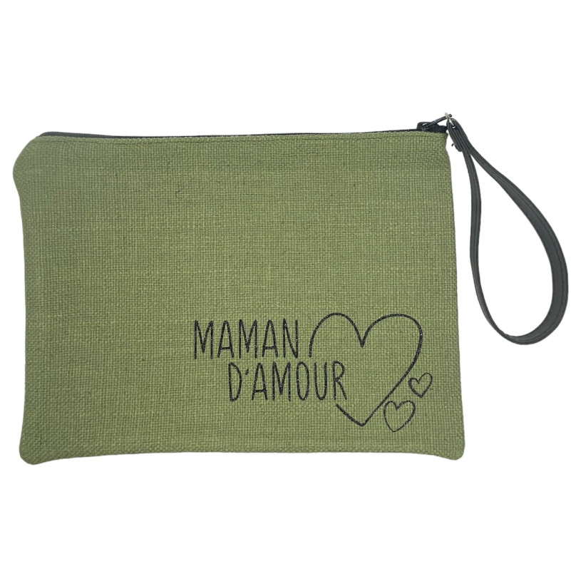 Pochette L, "Maman d'amour" anjou kaki