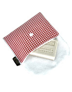 Pochette à savon, "Vichy" rouge