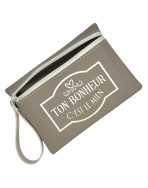 Pochette M, "Ton bonheur c'est le mien" Brooklyn beige, lot de 2