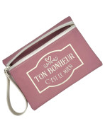Pochette M, "Ton bonheur c'est le mien" Brooklyn rose, lot de 2
