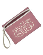 Pochette M, "Viens on s'aime mais genre toute la vie" Brooklyn rose, lot de 2