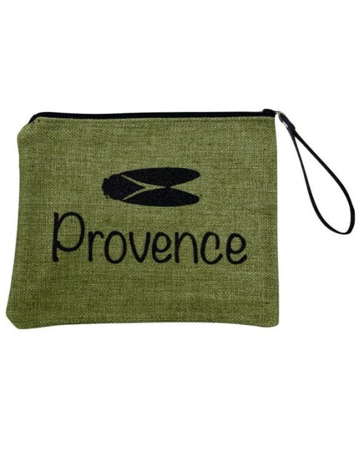 Pochette L, "Provence cigale" anjou kaki