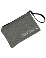 Pochette M, "Soeur de coeur" anjou gris