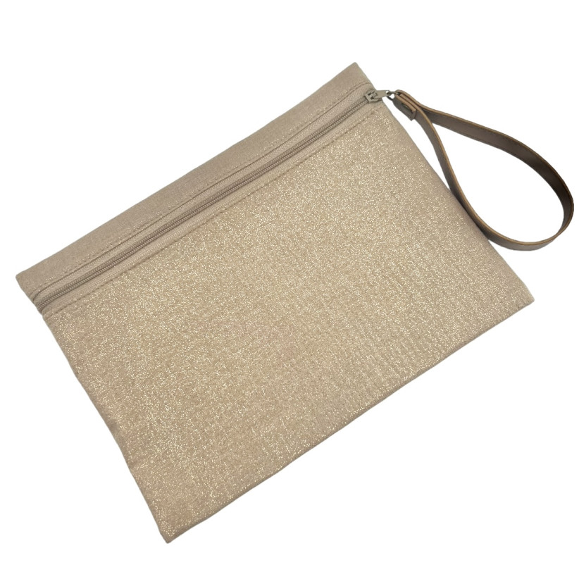 Pochette L, "Scintillant" sable