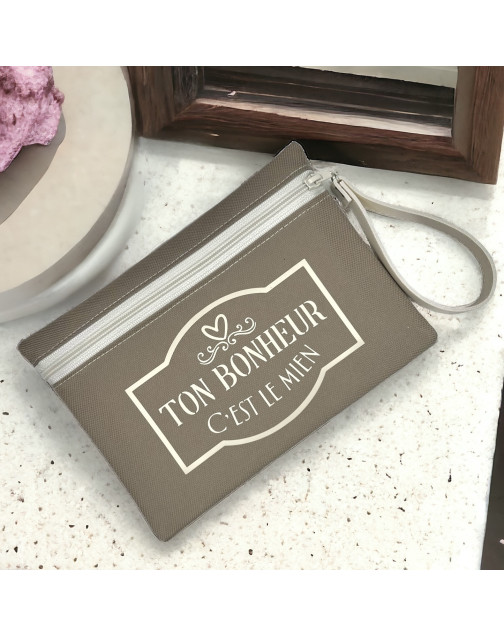 Pochette M, "Ton bonheur c'est le mien" Brooklyn beige, lot de 2