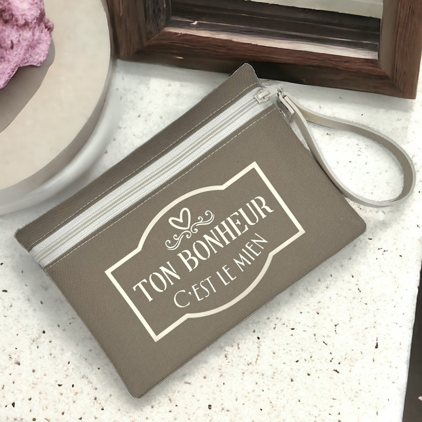 Pochette M, "Ton bonheur c'est le mien" Brooklyn beige, lot de 2