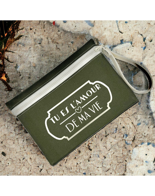 Pochette M, "Tu es l'amour de ma vie" Brooklyn kaki, lot de 2