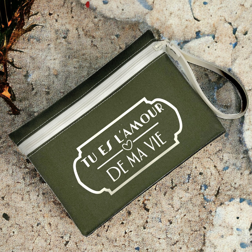 Pochette M, "Tu es l'amour de ma vie" Brooklyn kaki, lot de 2