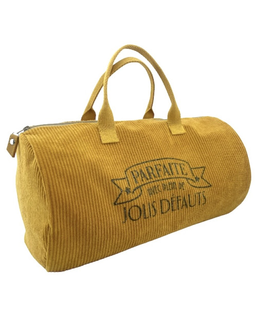 Sac polochon, "Parfaite avec pleins de jolis défauts", Velours côtelé camel