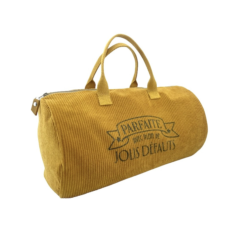 Sac polochon, "Parfaite avec pleins de jolis défauts", Velours côtelé camel