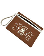 Pochette M, "Mon p'tit chat Miaou" Brooklyn camel