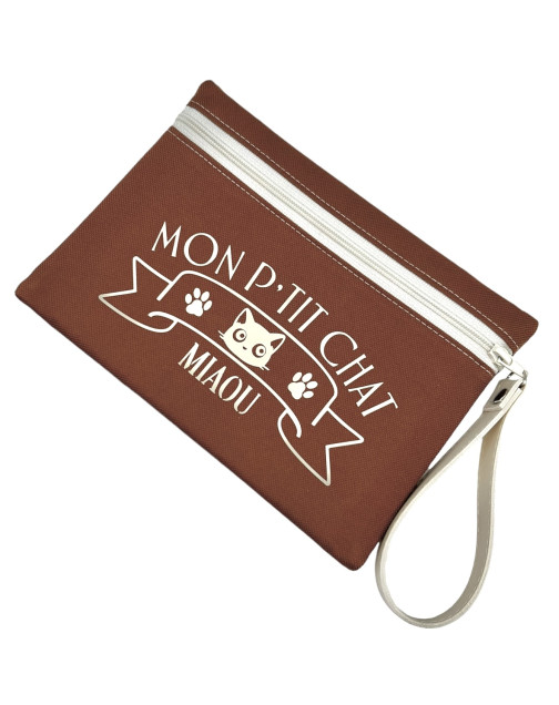 Pochette M, "Mon p'tit chat Miaou" Brooklyn camel