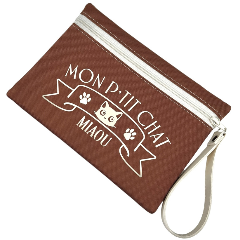 Pochette M, "Mon p'tit chat Miaou" Brooklyn camel