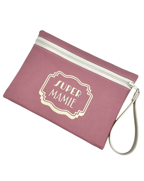 Pochette M, "Super mamie" Brooklyn rose poudre