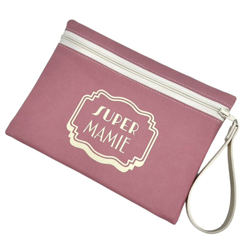 Pochette M, "Super mamie" Brooklyn rose poudre