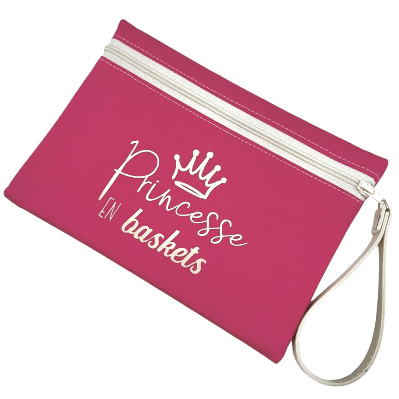 Pochette M, "Princesse en baskets" Brooklyn fuchsia