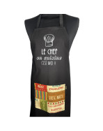 Tablier de cuisine, "Le chef en cuisine c'est moi !" noir