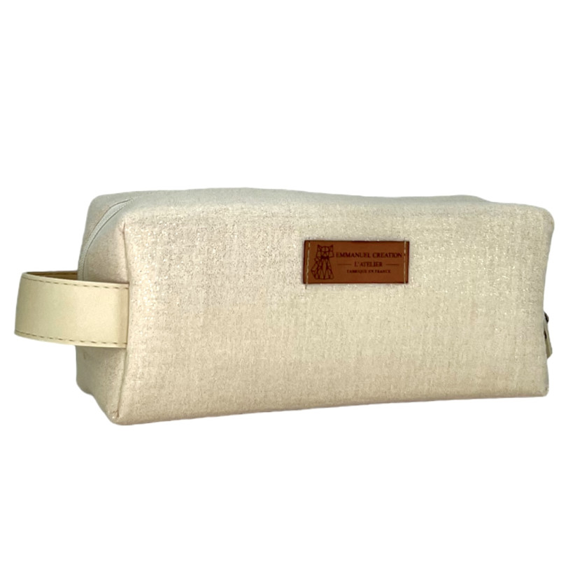 Trousse nomade S, "Scintillant" écru, lot de 2