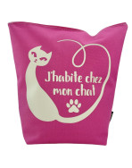 Cale-portes sac, "J'habite chez mon chat" Brooklyn fuchsia