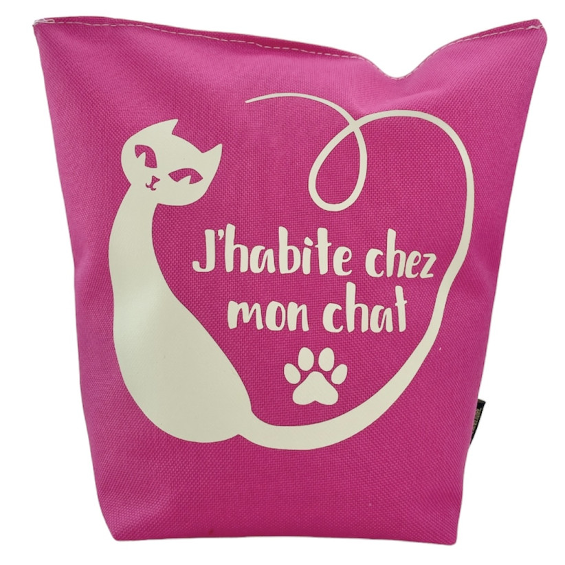 Cale-portes sac, "J'habite chez mon chat" Brooklyn fuchsia