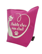 Cale-portes sac, "J'habite chez mon chat" Brooklyn fuchsia