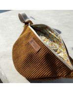 Sac banane, "Velours côtelé" camel