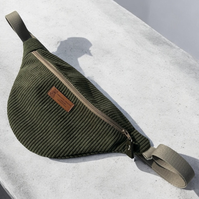 Sac banane, "Velours côtelé" kaki