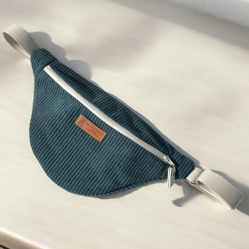 Sac banane, "Velours côtelé" pétrole