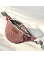 Sac banane, "Velours côtelé" rose