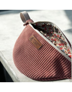 Sac banane, "Velours côtelé" rose