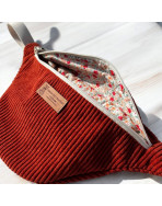 Sac banane, "Velours côtelé" terra