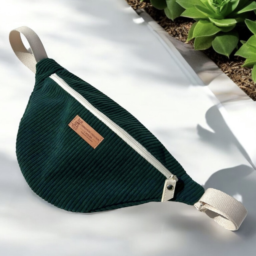 Sac banane, "Velours côtelé" sapin