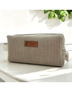 Trousse nomade S, "Velours côtelé" taupe