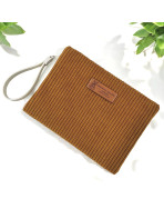 Pochette M, "Velours côtelé" camel