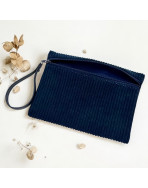 Pochette M, "Velours côtelé" marine