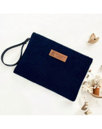 Pochette M, "Velours côtelé" marine