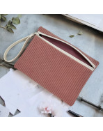 Pochette M, "Velours côtelé" rose