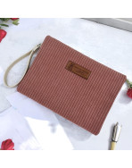 Pochette M, "Velours côtelé" rose