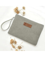 Pochette M, "Velours côtelé" taupe