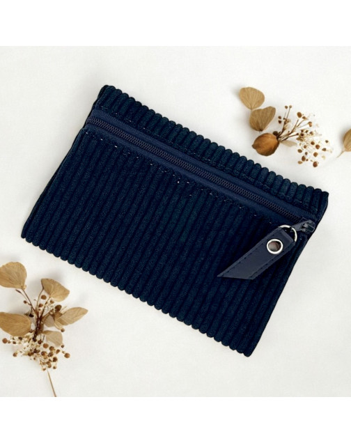 Pochette S, "Velours côtelé" marine